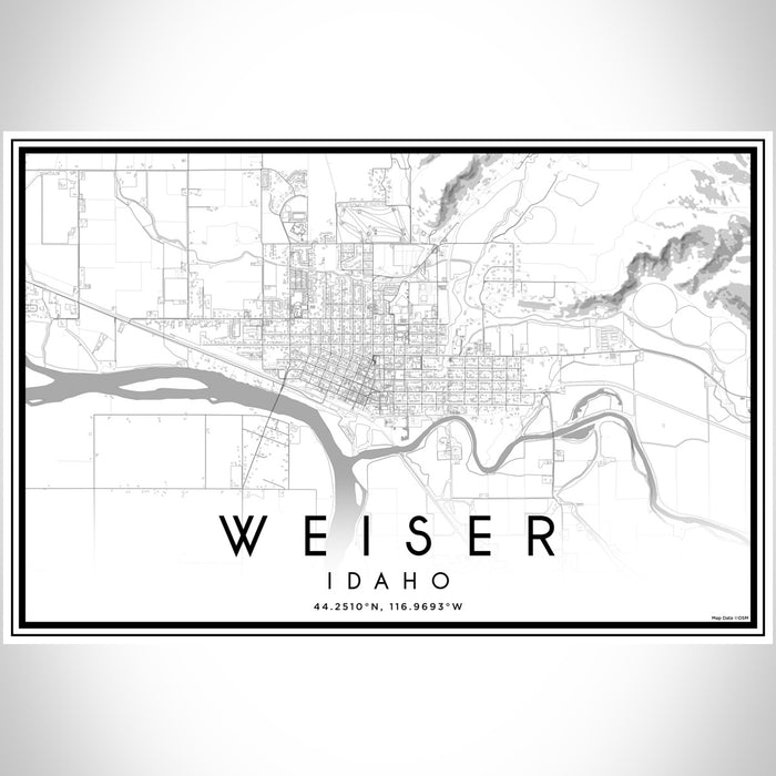 Weiser Idaho Map Print Landscape Orientation in Classic Style With Shaded Background