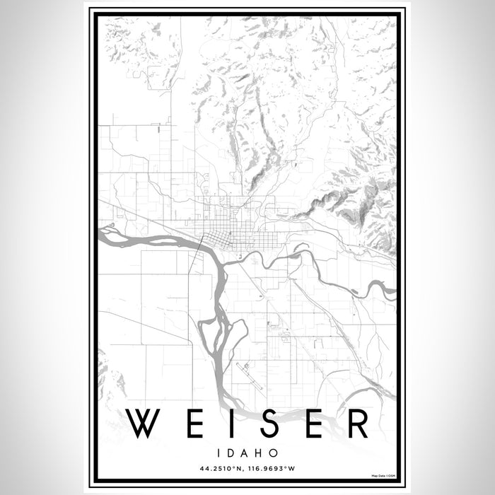 Weiser Idaho Map Print Portrait Orientation in Classic Style With Shaded Background