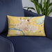 Custom Weiser Idaho Map Throw Pillow in Woodblock on Blue Colored Chair