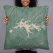Person holding 22x22 Custom Weiss Lake Alabama Map Throw Pillow in Afternoon