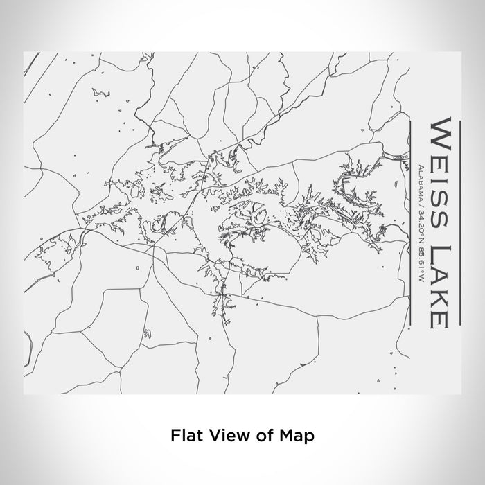 Rendered View of Weiss Lake Alabama Map Engraving on 20oz Stainless Steel Insulated Bottle with Bamboo Top in White