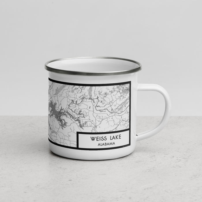 Right View Custom Weiss Lake Alabama Map Enamel Mug in Classic