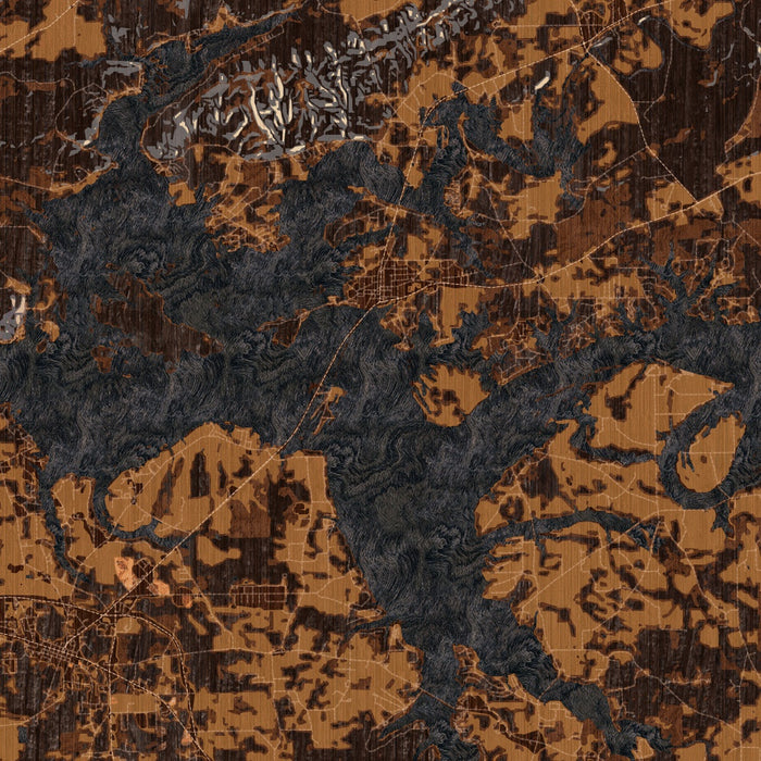 Weiss Lake Alabama Map Print in Ember Style Zoomed In Close Up Showing Details