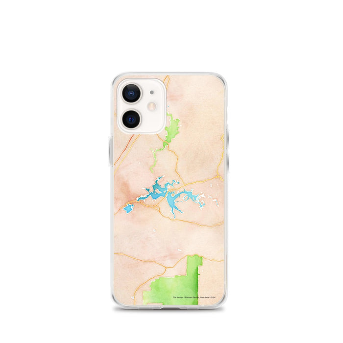 Custom iPhone 12 mini Weiss Lake Alabama Map Phone Case in Watercolor