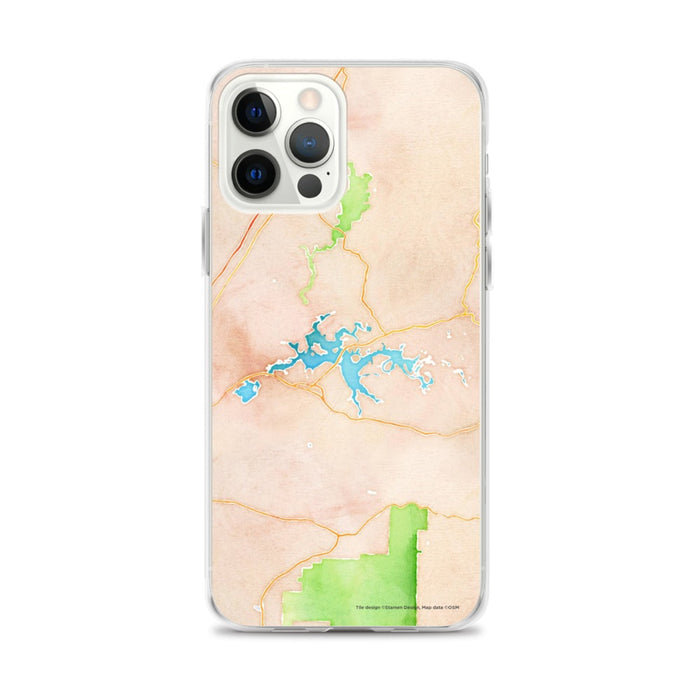 Custom iPhone 12 Pro Max Weiss Lake Alabama Map Phone Case in Watercolor