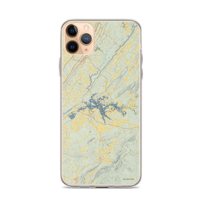 Custom iPhone 11 Pro Max Weiss Lake Alabama Map Phone Case in Woodblock