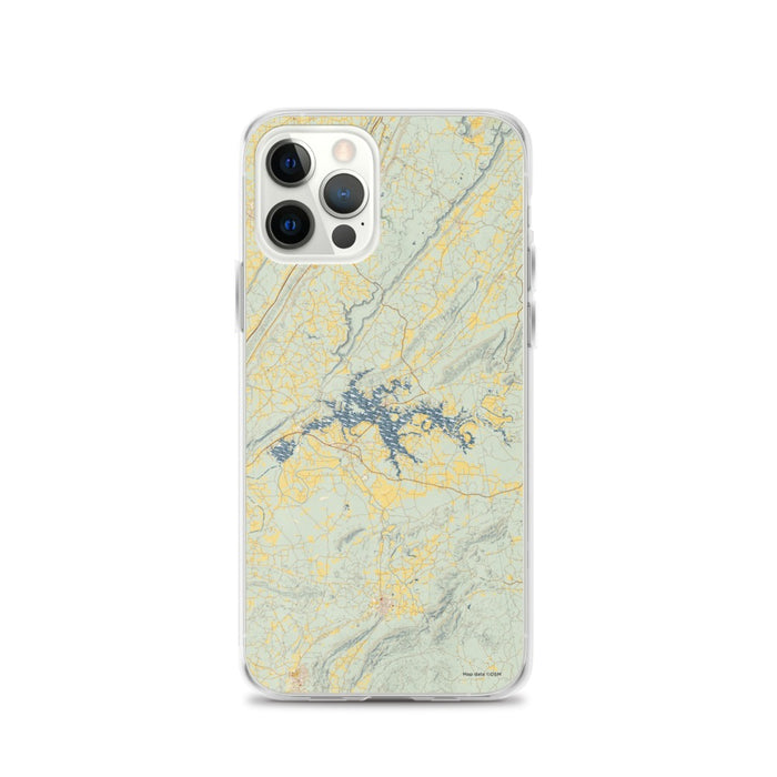 Custom iPhone 12 Pro Weiss Lake Alabama Map Phone Case in Woodblock