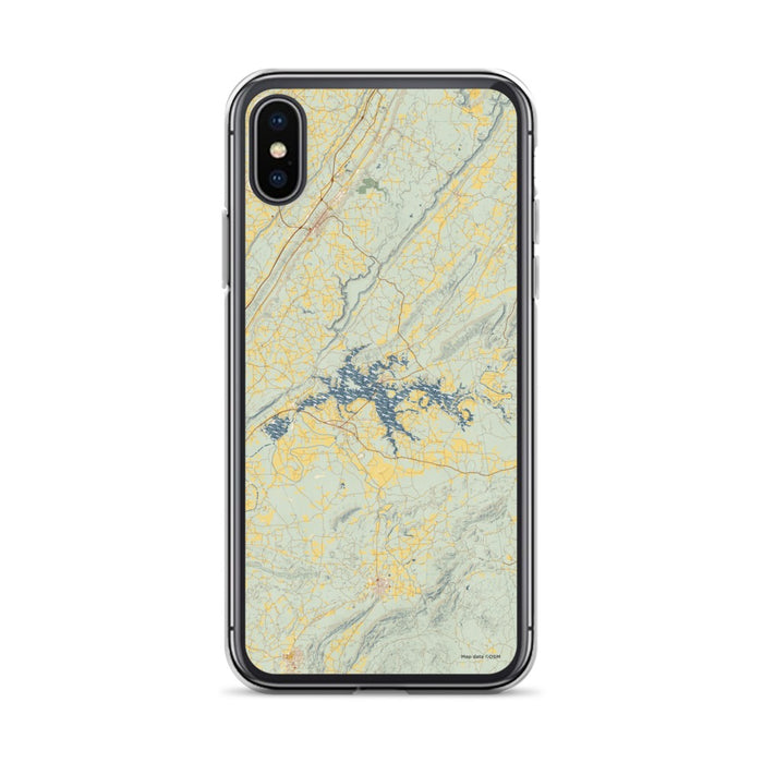 Custom iPhone X/XS Weiss Lake Alabama Map Phone Case in Woodblock