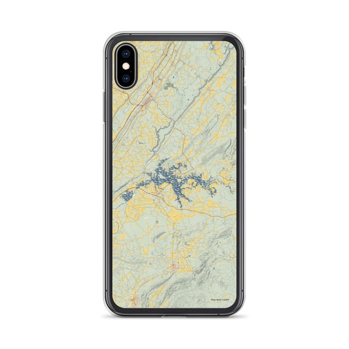 Custom iPhone XS Max Weiss Lake Alabama Map Phone Case in Woodblock