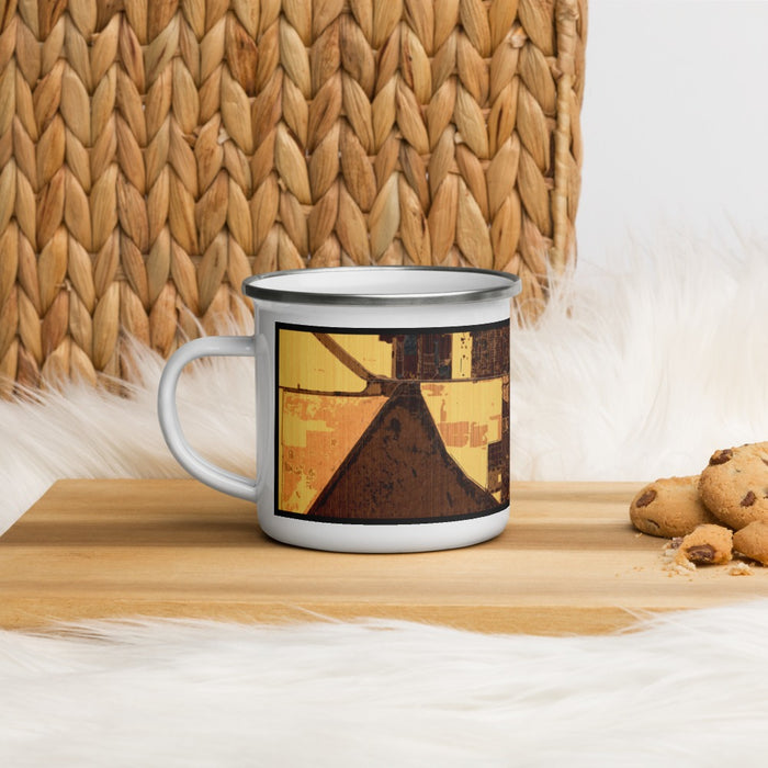 Left View Custom Wellington Florida Map Enamel Mug in Ember on Table Top