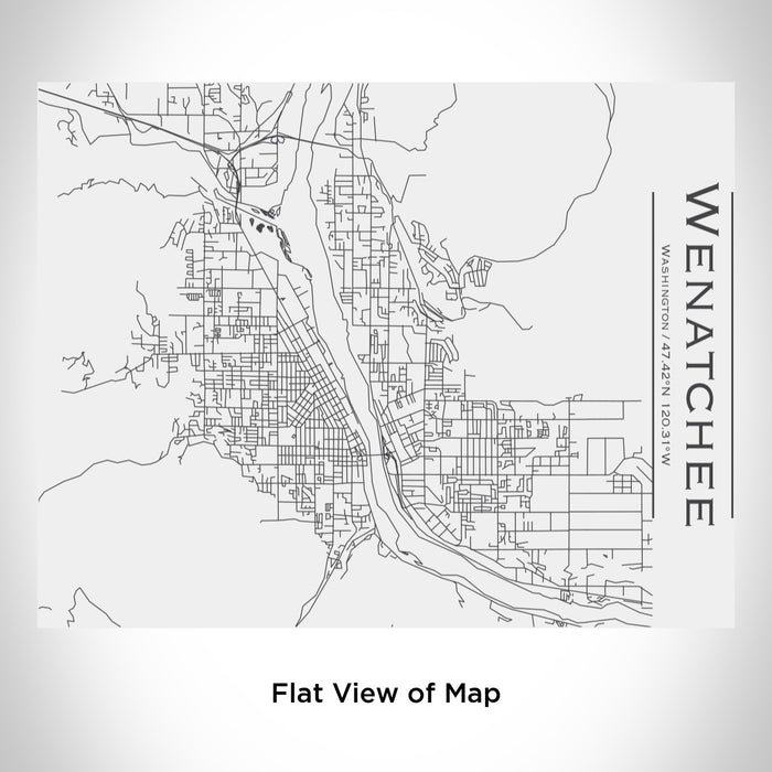 Rendered View of Wenatchee Washington Map Engraving on 20oz Stainless Steel Insulated Bottle with Bamboo Top in White