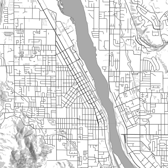 Wenatchee Washington Map Print in Classic Style Zoomed In Close Up Showing Details