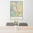 24x36 Wenatchee Washington Map Print Portrait Orientation in Woodblock Style Behind 2 Chairs Table and Potted Plant