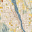 Wenatchee Washington Map Print in Woodblock Style Zoomed In Close Up Showing Details