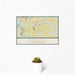 12x18 Wendell North Carolina Map Print Landscape Orientation in Woodblock Style With Small Cactus Plant in White Planter