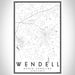 Wendell North Carolina Map Print Portrait Orientation in Classic Style With Shaded Background