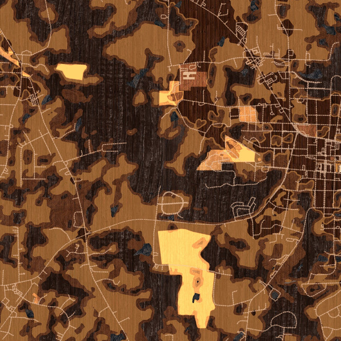 Wendell North Carolina Map Print in Ember Style Zoomed In Close Up Showing Details