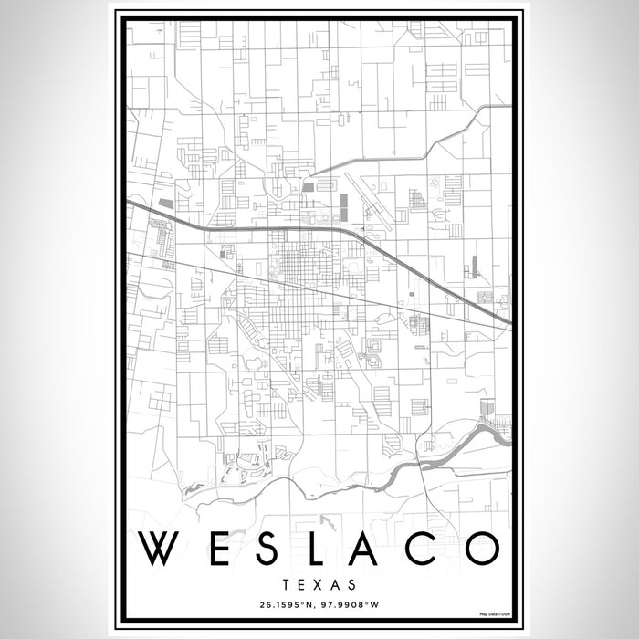 Weslaco Texas Map Print Portrait Orientation in Classic Style With Shaded Background