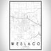 Weslaco Texas Map Print Portrait Orientation in Classic Style With Shaded Background