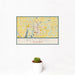 12x18 West Bend Wisconsin Map Print Landscape Orientation in Woodblock Style With Small Cactus Plant in White Planter