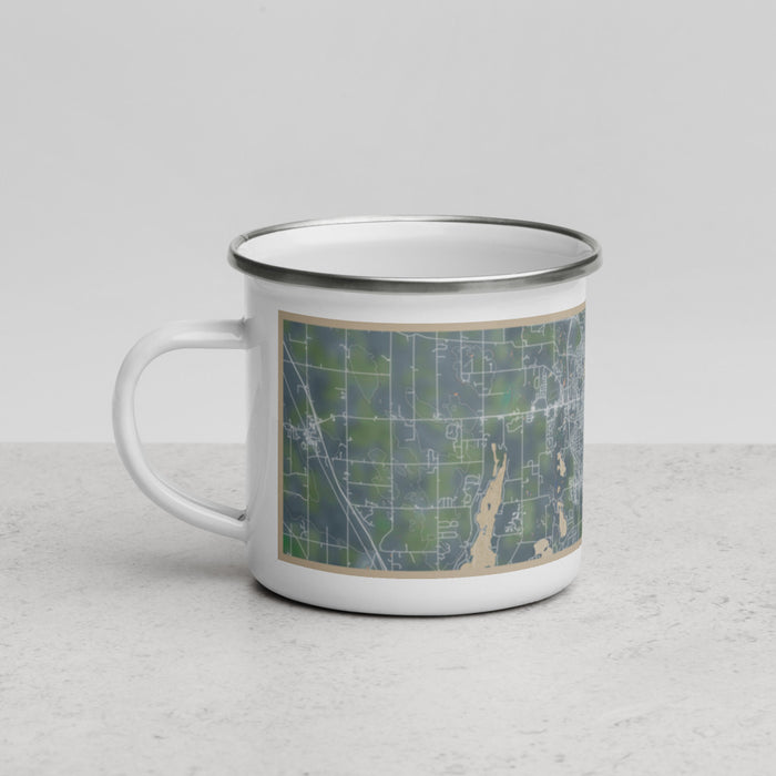 Left View Custom West Bend Wisconsin Map Enamel Mug in Afternoon