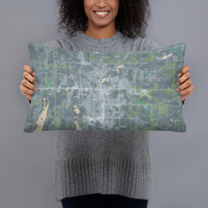 Person holding 20x12 Custom West Bend Wisconsin Map Throw Pillow in Afternoon