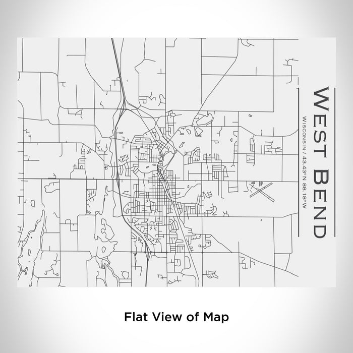Rendered View of West Bend Wisconsin Map Engraving on 20oz Stainless Steel Insulated Bottle with Bamboo Top in White