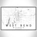 West Bend Wisconsin Map Print Landscape Orientation in Classic Style With Shaded Background