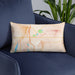 Custom West Bend Wisconsin Map Throw Pillow in Watercolor on Blue Colored Chair