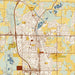West Bend Wisconsin Map Print in Woodblock Style Zoomed In Close Up Showing Details
