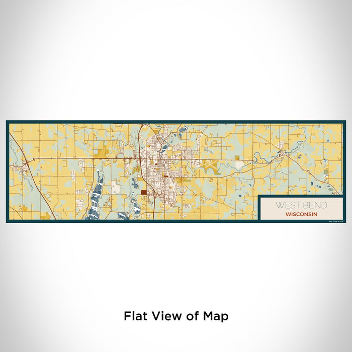 Flat View of Map Custom West Bend Wisconsin Map Enamel Mug in Woodblock