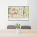 24x36 Westerville Ohio Map Print Lanscape Orientation in Woodblock Style Behind 2 Chairs Table and Potted Plant