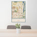 24x36 Westerville Ohio Map Print Portrait Orientation in Woodblock Style Behind 2 Chairs Table and Potted Plant