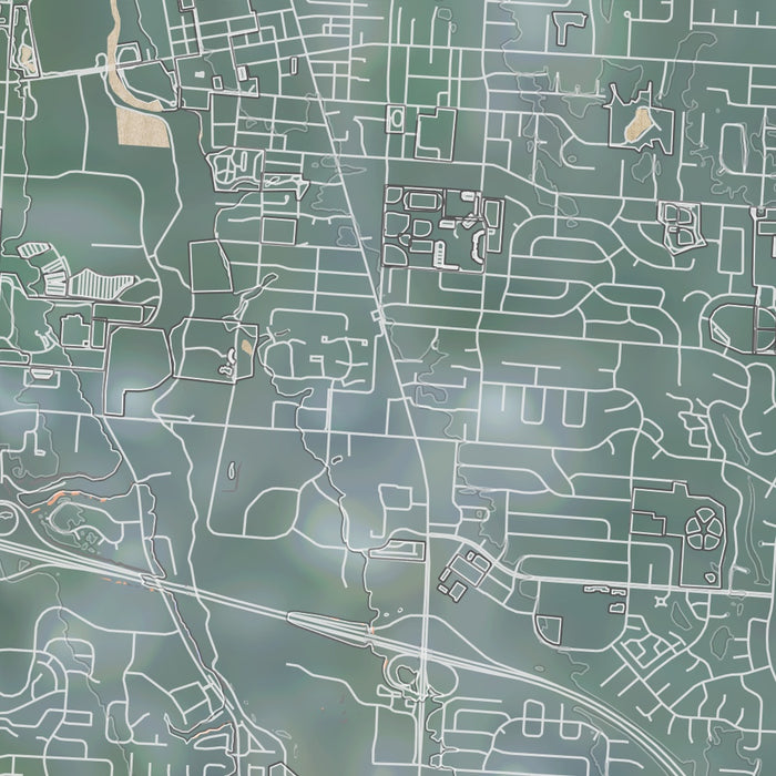 Westerville Ohio Map Print in Afternoon Style Zoomed In Close Up Showing Details