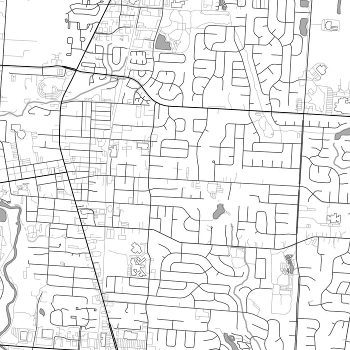 Westerville Ohio Map Print in Classic Style Zoomed In Close Up Showing Details