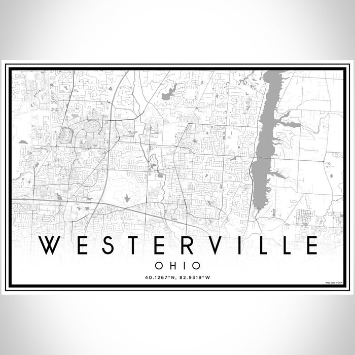Westerville Ohio Map Print Landscape Orientation in Classic Style With Shaded Background