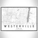 Westerville Ohio Map Print Landscape Orientation in Classic Style With Shaded Background