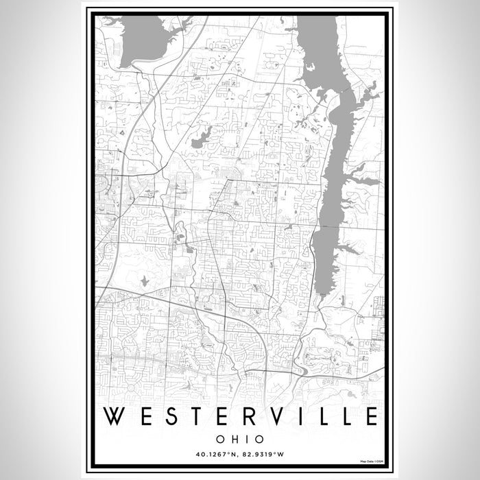 Westerville Ohio Map Print Portrait Orientation in Classic Style With Shaded Background