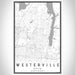 Westerville Ohio Map Print Portrait Orientation in Classic Style With Shaded Background