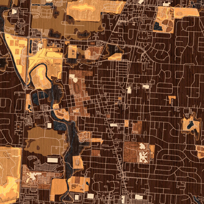 Westerville Ohio Map Print in Ember Style Zoomed In Close Up Showing Details