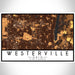 Westerville Ohio Map Print Landscape Orientation in Ember Style With Shaded Background