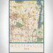 Westerville Ohio Map Print Portrait Orientation in Woodblock Style With Shaded Background