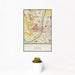 12x18 West Lafayette Indiana Map Print Portrait Orientation in Woodblock Style With Small Cactus Plant in White Planter