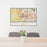24x36 West Lafayette Indiana Map Print Lanscape Orientation in Woodblock Style Behind 2 Chairs Table and Potted Plant