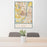 24x36 West Lafayette Indiana Map Print Portrait Orientation in Woodblock Style Behind 2 Chairs Table and Potted Plant