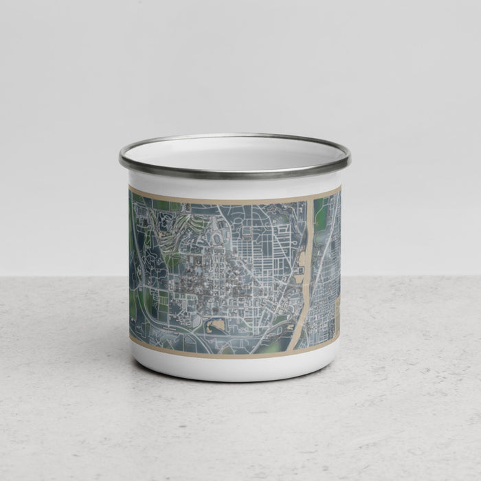 Front View Custom West Lafayette Indiana Map Enamel Mug in Afternoon