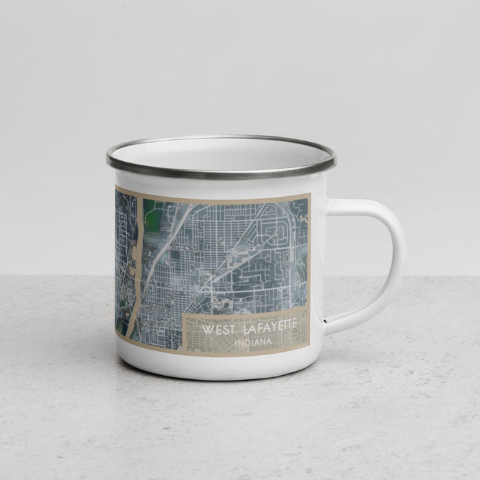 Right View Custom West Lafayette Indiana Map Enamel Mug in Afternoon