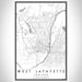West Lafayette Indiana Map Print Portrait Orientation in Classic Style With Shaded Background