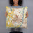 Person holding 18x18 Custom West Lafayette Indiana Map Throw Pillow in Woodblock