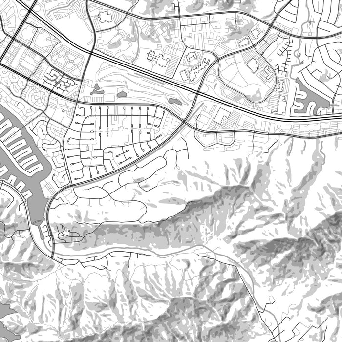 Westlake Village California Map Print in Classic Style Zoomed In Close Up Showing Details